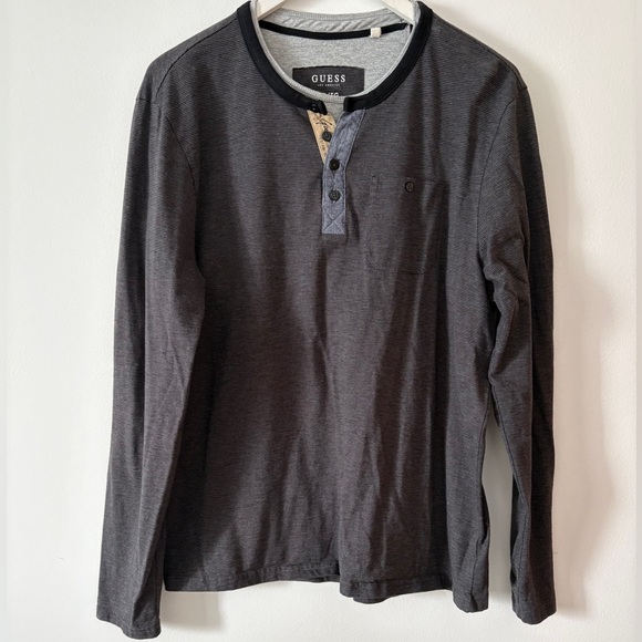 Guess Other - GUESS Charcoal Long Sleeve Henley Shirt